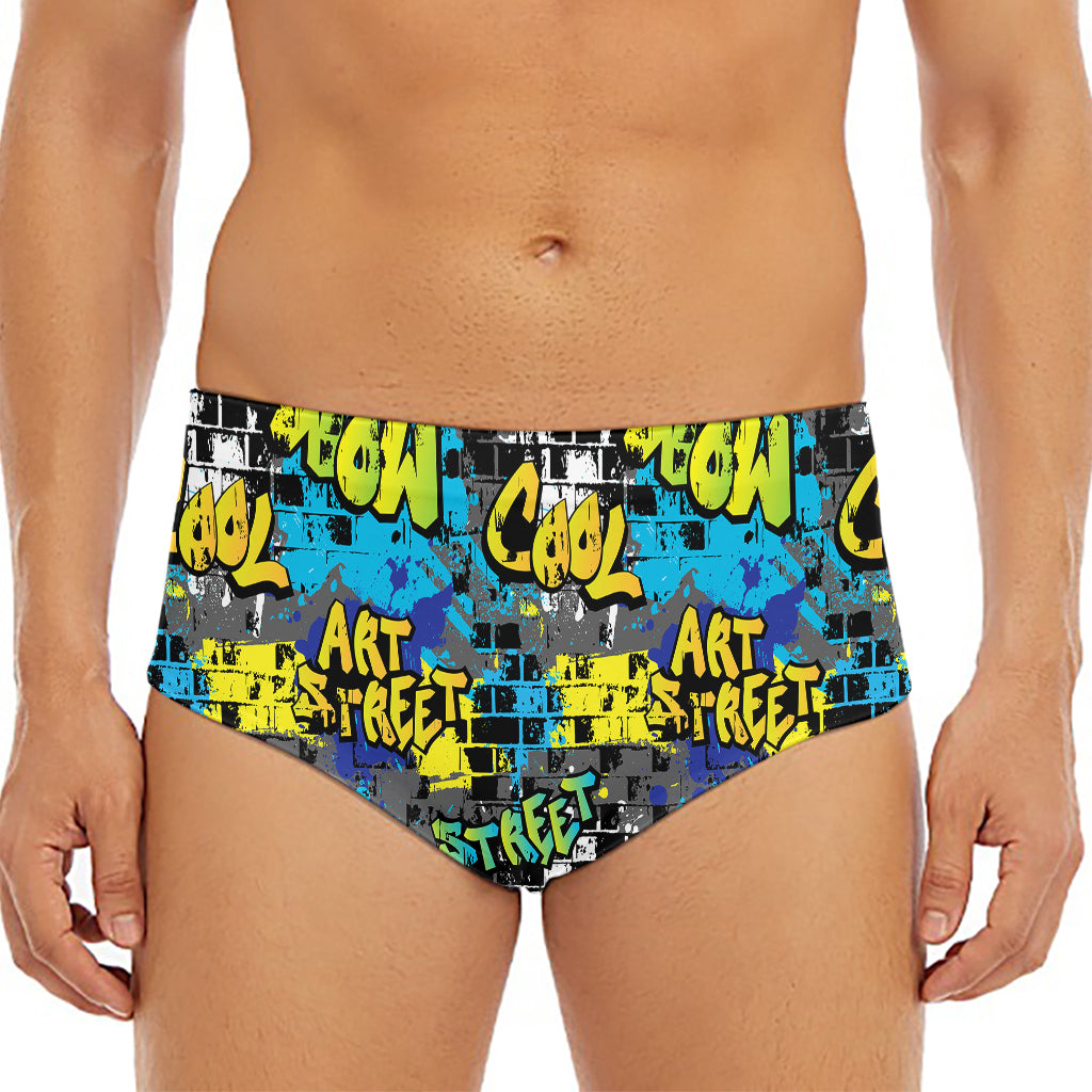 Graffiti Wall Print Men's Triangle Swim Briefs