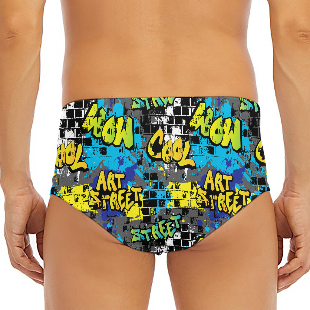 Graffiti Wall Print Men's Triangle Swim Briefs