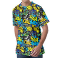 Graffiti Wall Print Men's Velvet T-Shirt