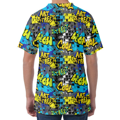 Graffiti Wall Print Men's Velvet T-Shirt