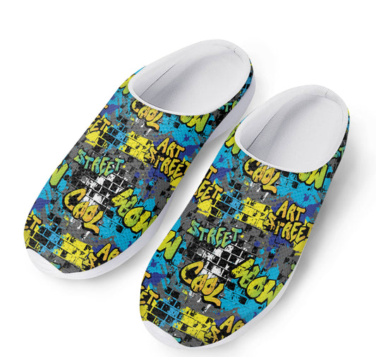 Graffiti Wall Print Mesh Casual Shoes