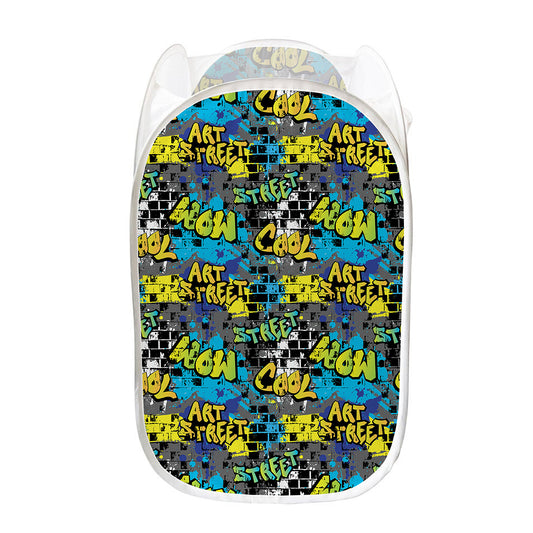 Graffiti Wall Print Mesh Laundry Hamper