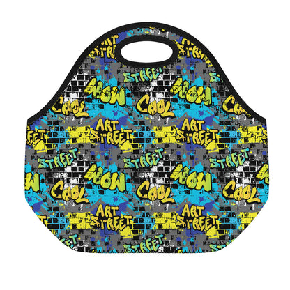 Graffiti Wall Print Neoprene Lunch Bag