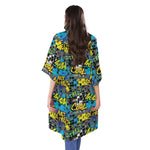 Graffiti Wall Print Open Front Beach Cover Up