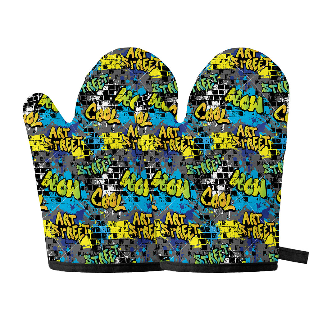 Graffiti Wall Print Oven Mitts