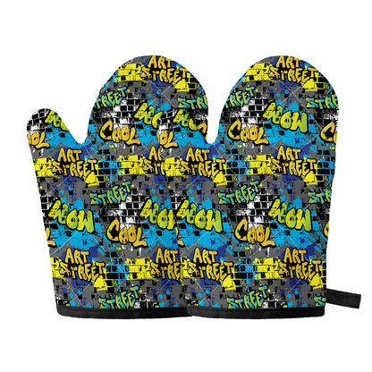 Graffiti Wall Print Oven Mitts
