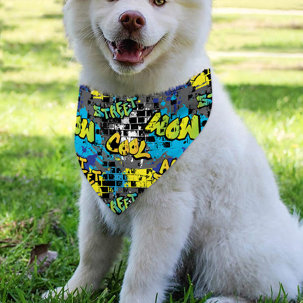 Graffiti Wall Print Over The Collar Dog Bandana