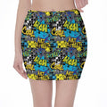 Graffiti Wall Print Pencil Mini Skirt