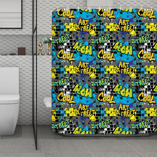 Graffiti Wall Print Polyester Shower Curtain