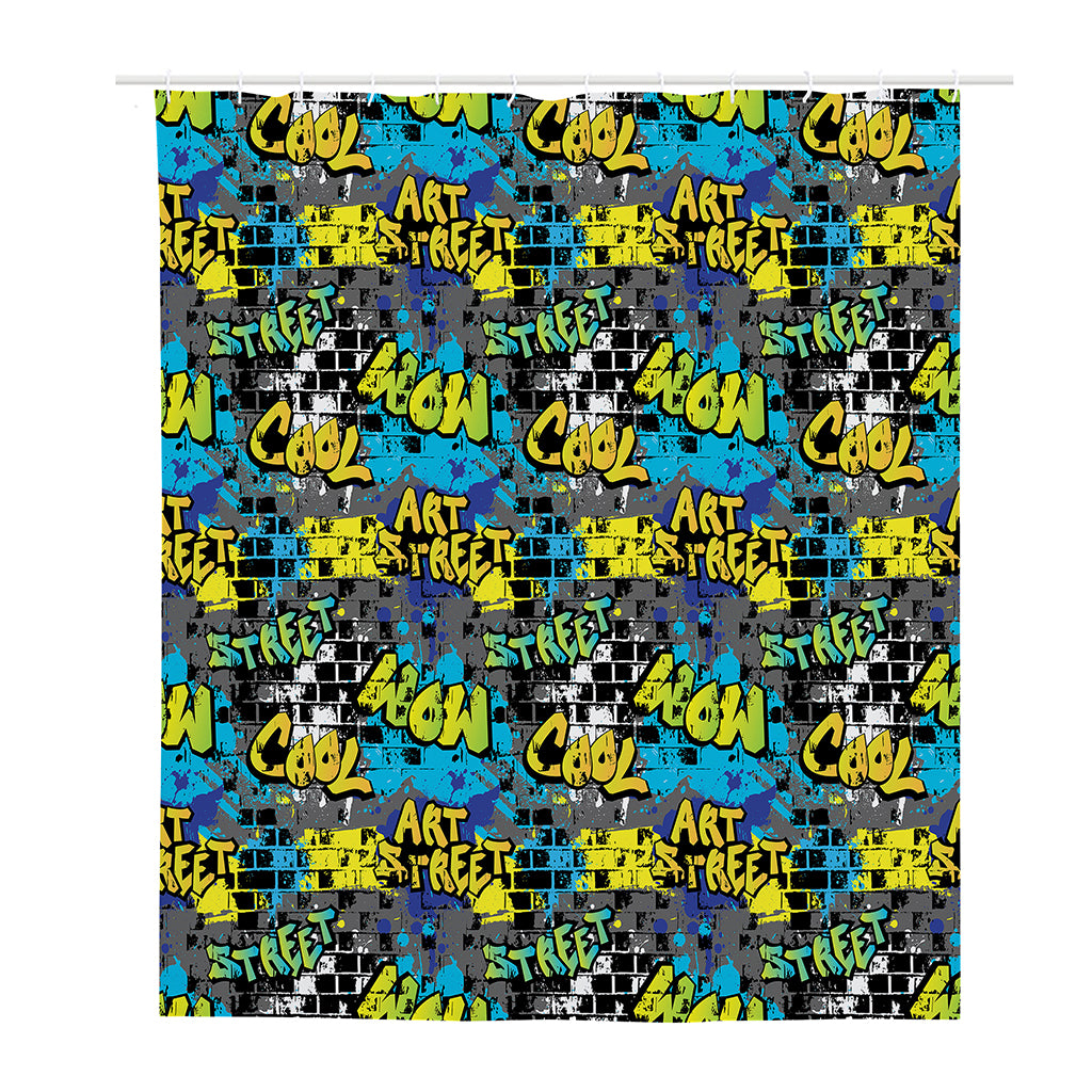 Graffiti Wall Print Polyester Shower Curtain