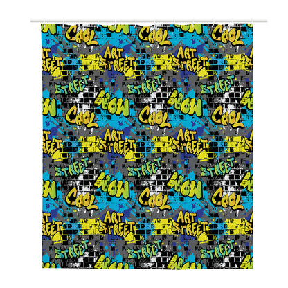 Graffiti Wall Print Polyester Shower Curtain