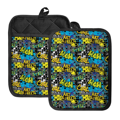 Graffiti Wall Print Pot Holders With Pocket