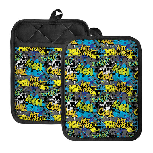 Graffiti Wall Print Pot Holders With Pocket