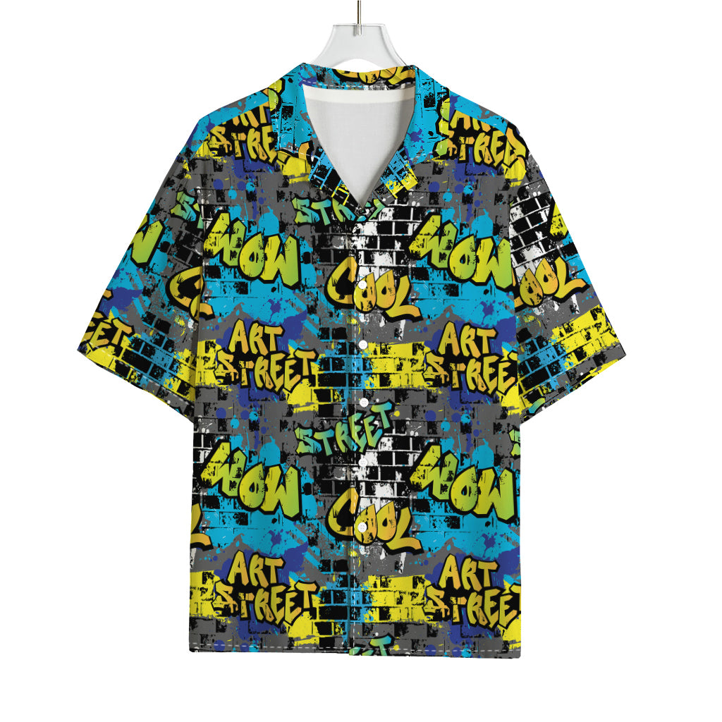 Graffiti Wall Print Rayon Hawaiian Shirt