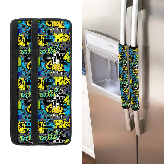 Graffiti Wall Print Refrigerator Handle Covers