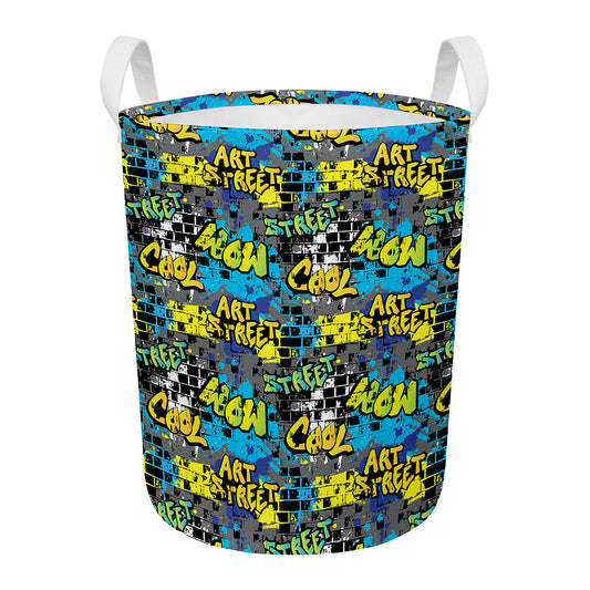 Graffiti Wall Print Round Laundry Basket
