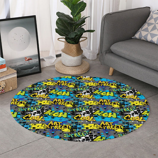 Graffiti Wall Print Round Rug