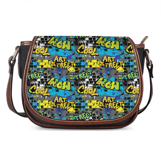 Graffiti Wall Print Saddle Bag