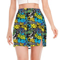 Graffiti Wall Print Side Slit Mini Skirt