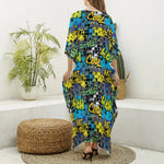 Graffiti Wall Print Silk V-Neck Kaftan Dress