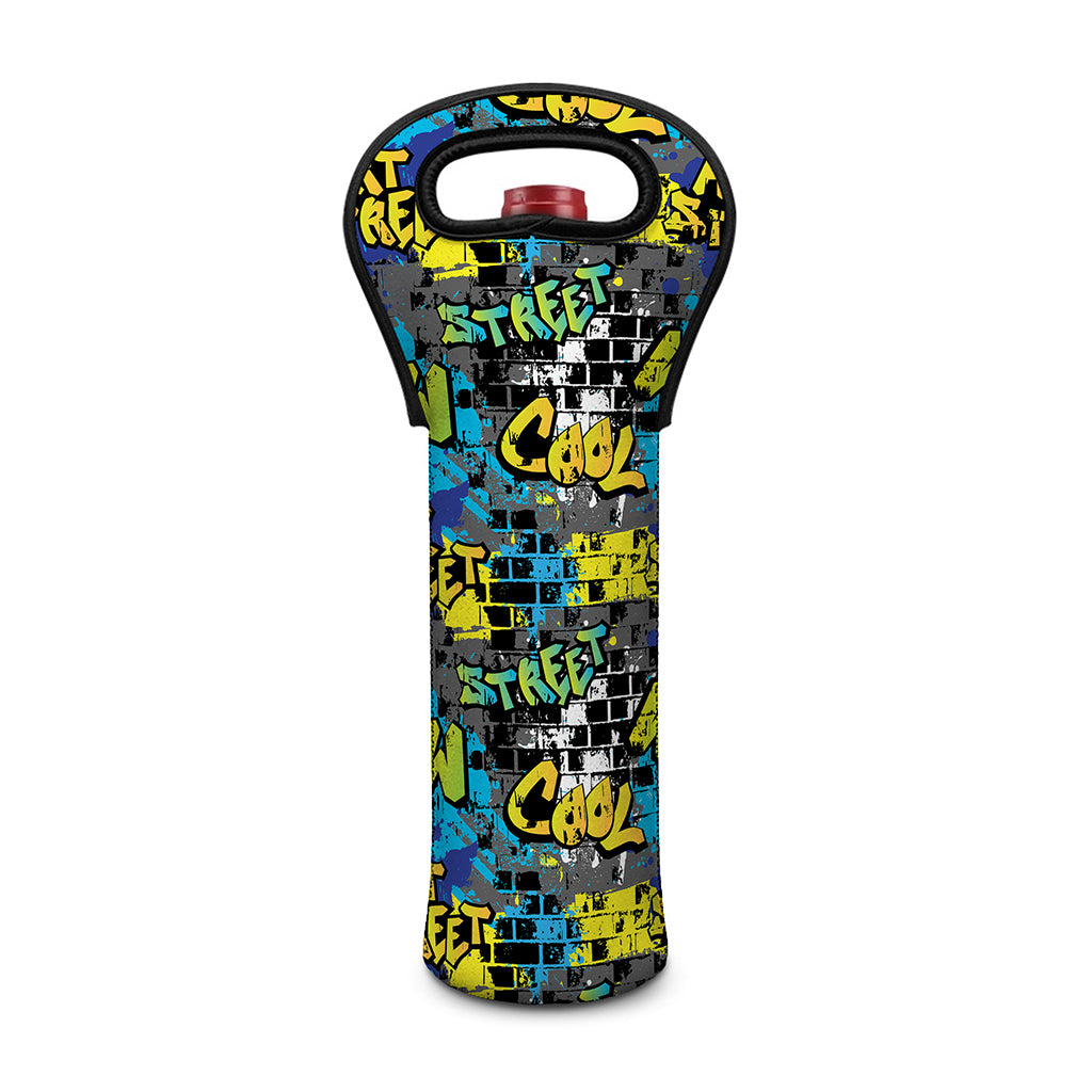 Graffiti Wall Print Single Neoprene Wine Tote