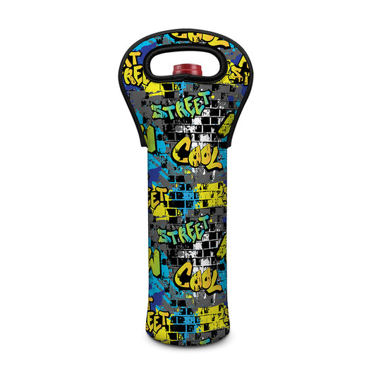 Graffiti Wall Print Single Neoprene Wine Tote