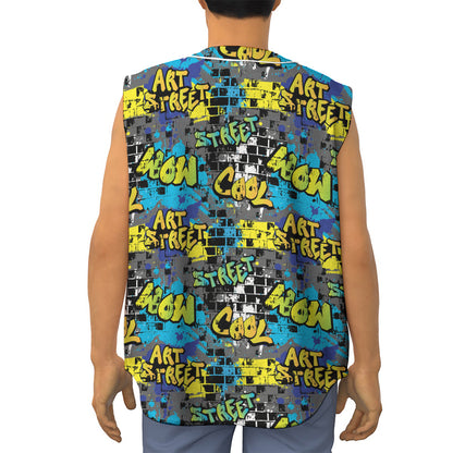 Graffiti Wall Print Sleeveless Baseball Jersey