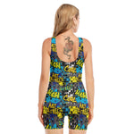 Graffiti Wall Print Sleeveless One Piece Swimsuit