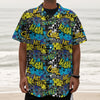 Graffiti Wall Print Textured Short Sleeve Shirt