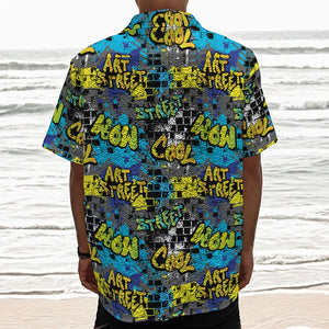 Graffiti Wall Print Textured Short Sleeve Shirt