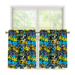 Graffiti Wall Print Tier Curtains