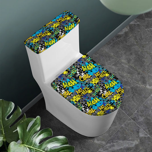 Graffiti Wall Print Toilet Lid And Tank Cover Set