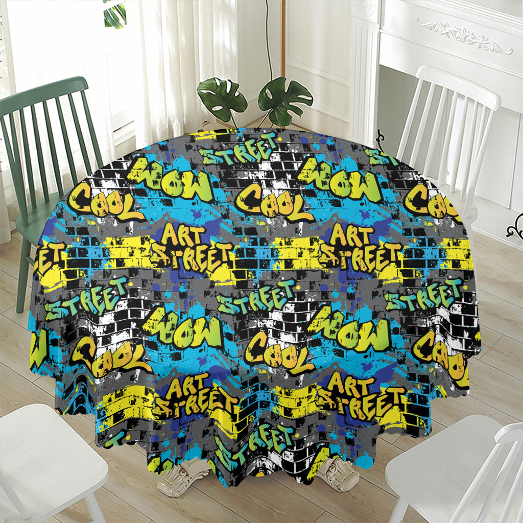 Graffiti Wall Print Waterproof Round Tablecloth