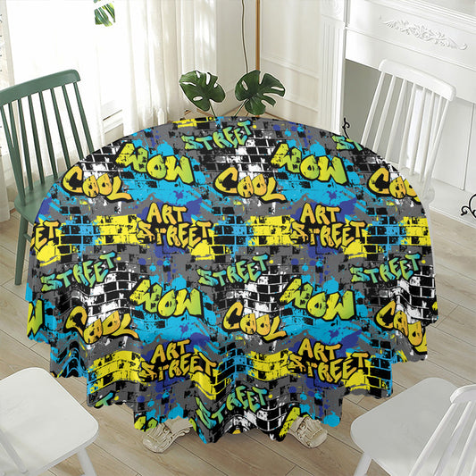 Graffiti Wall Print Waterproof Round Tablecloth