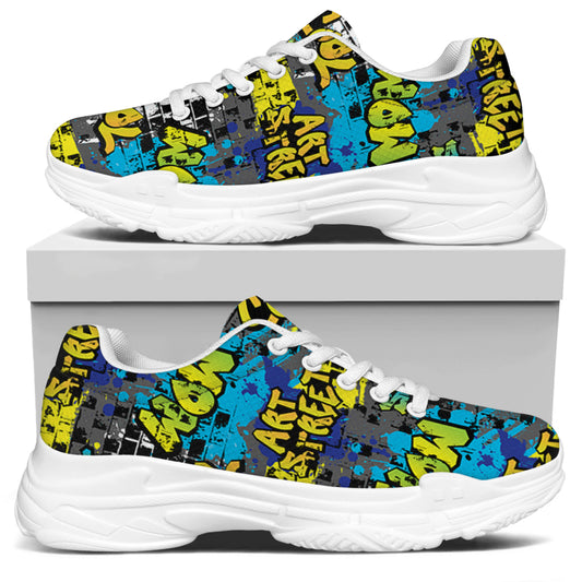 Graffiti Wall Print White Chunky Shoes