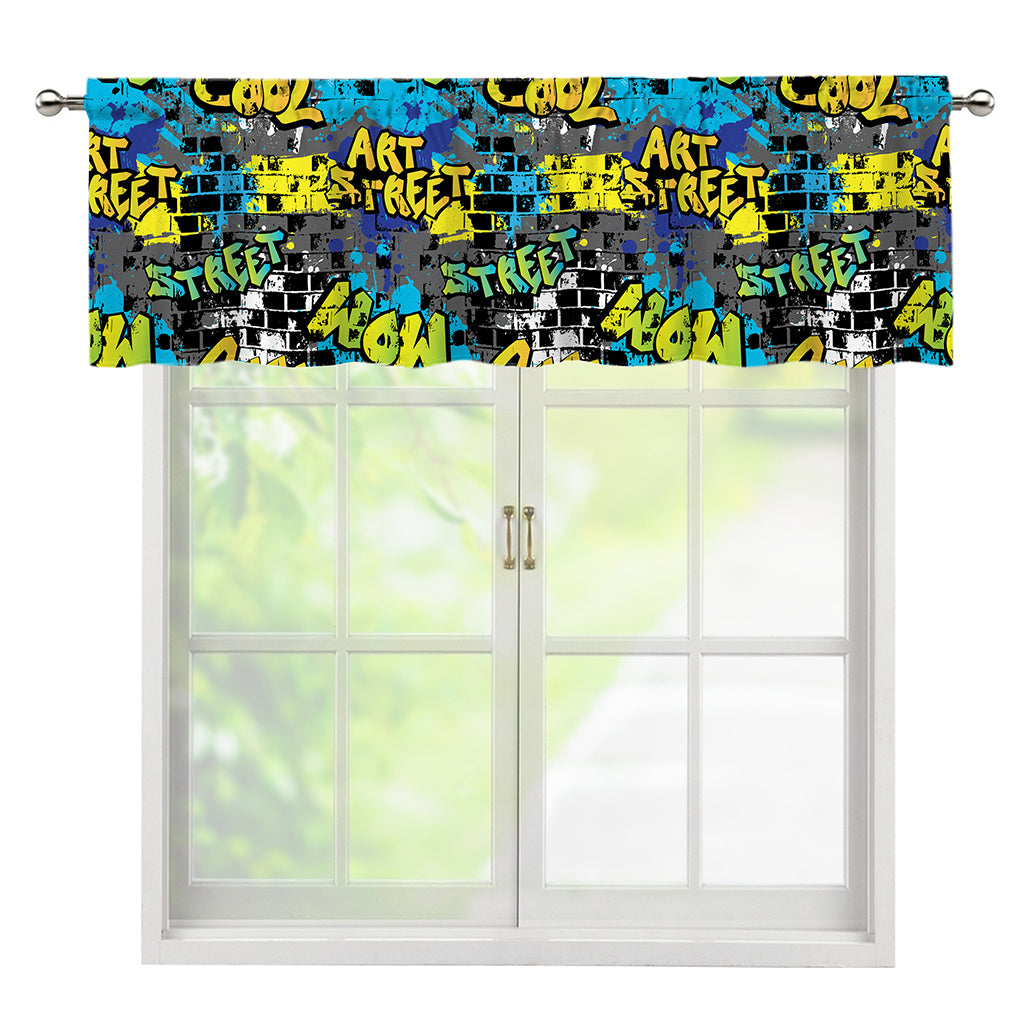 Graffiti Wall Print Window Valance