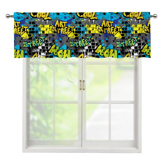 Graffiti Wall Print Window Valance