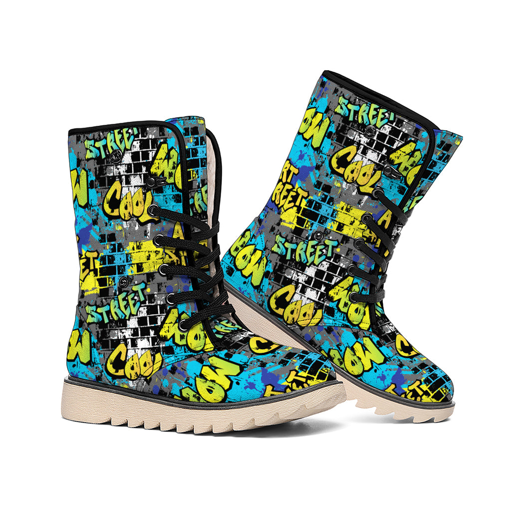 Graffiti Wall Print Winter Boots