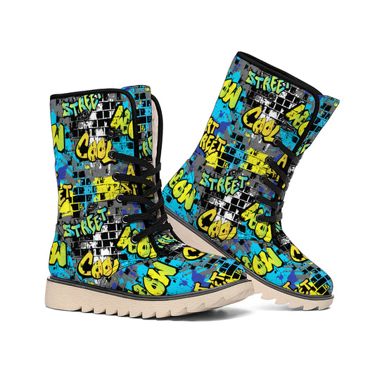 Graffiti Wall Print Winter Boots