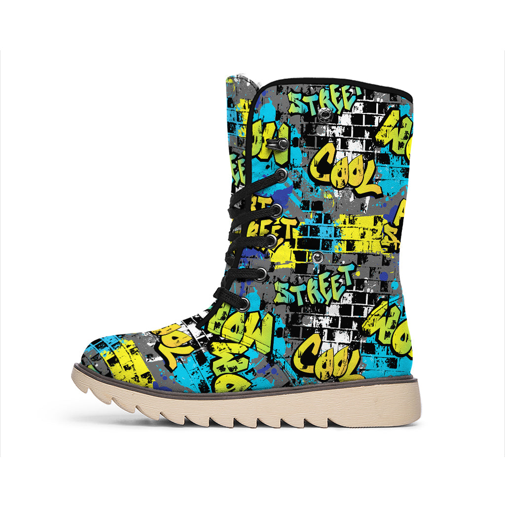 Graffiti Wall Print Winter Boots