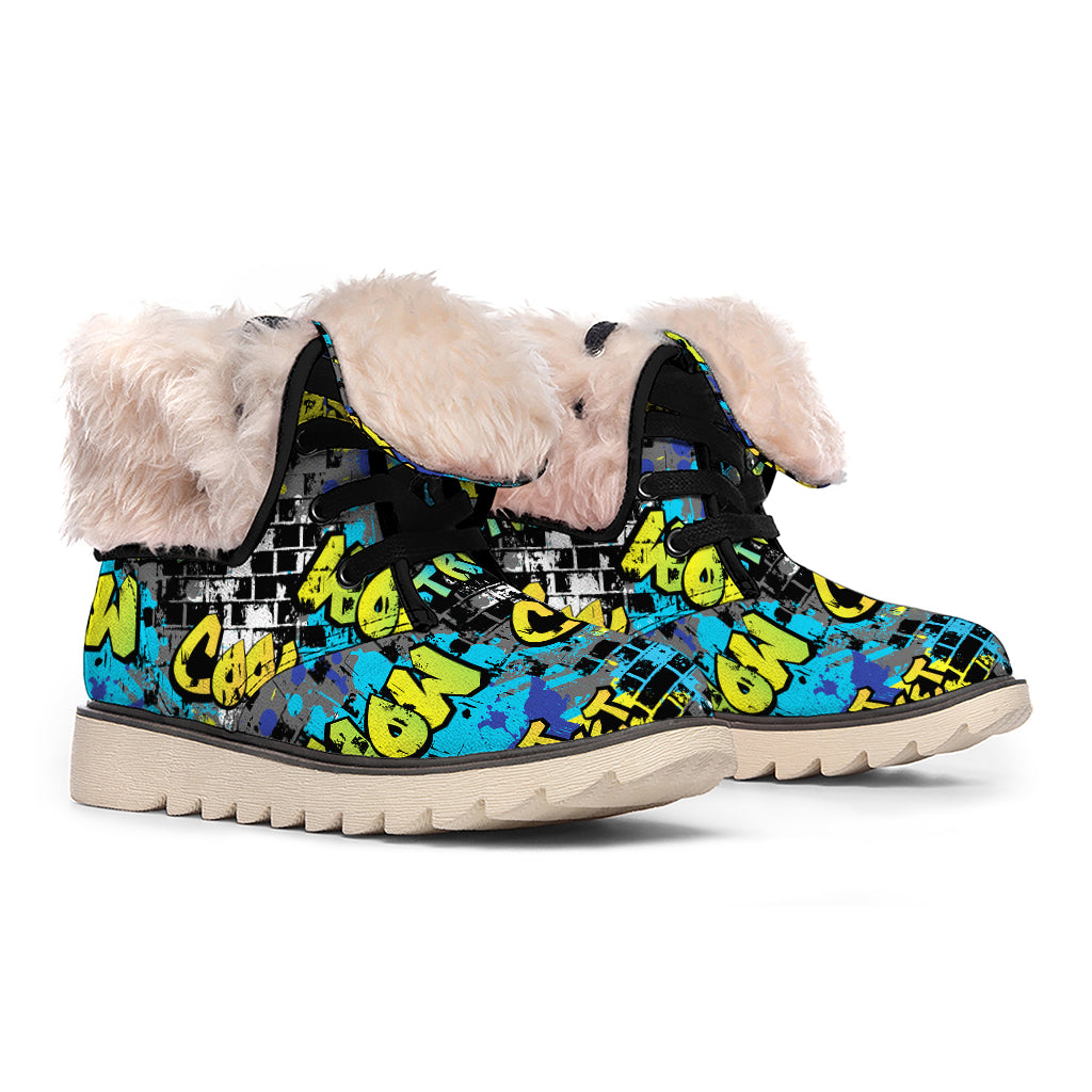 Graffiti Wall Print Winter Boots