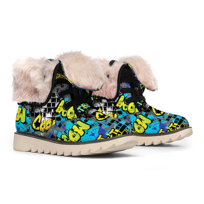 Graffiti Wall Print Winter Boots