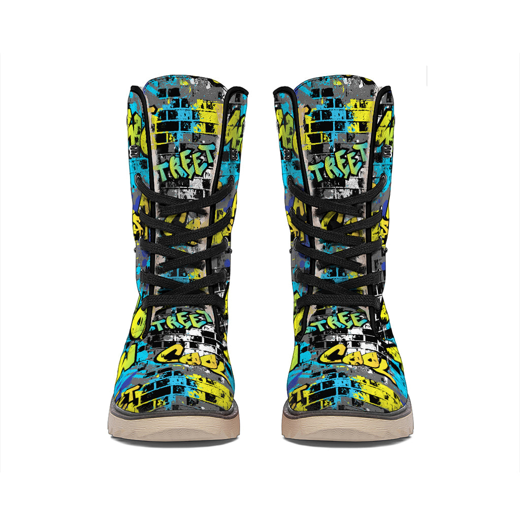 Graffiti Wall Print Winter Boots