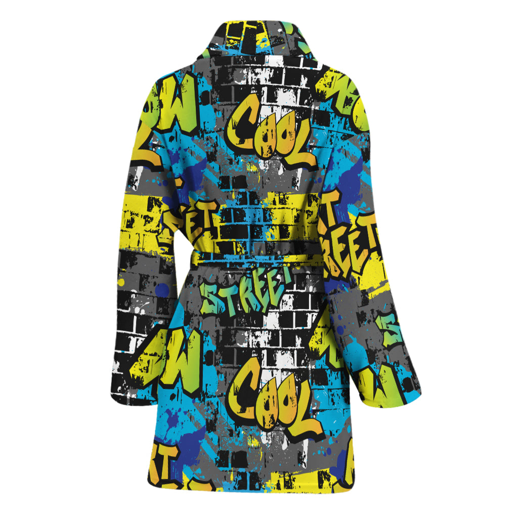 Graffiti Wall Print Women's Bathrobe