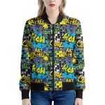Graffiti Wall Print Women's Bomber Jacket