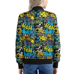 Graffiti Wall Print Women's Bomber Jacket