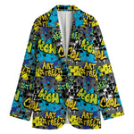 Graffiti Wall Print Women's Cotton Blazer