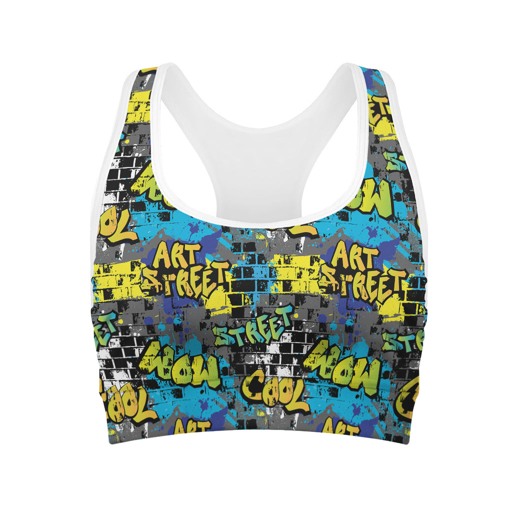 Graffiti Wall Print Women's Sports Bra