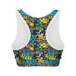 Graffiti Wall Print Women's Sports Bra