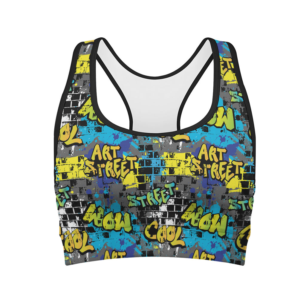 Graffiti Wall Print Women's Sports Bra